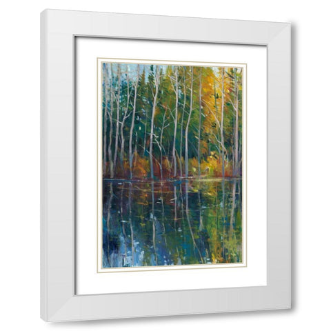 Pine Reflection II White Modern Wood Framed Art Print with Double Matting by OToole, Tim