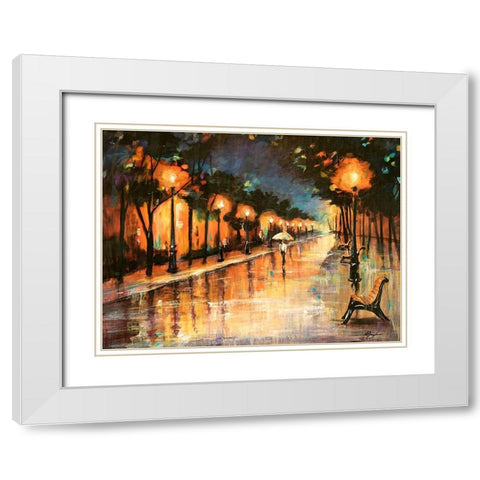 Halos In The Rain White Modern Wood Framed Art Print with Double Matting by Douglass, Farrell