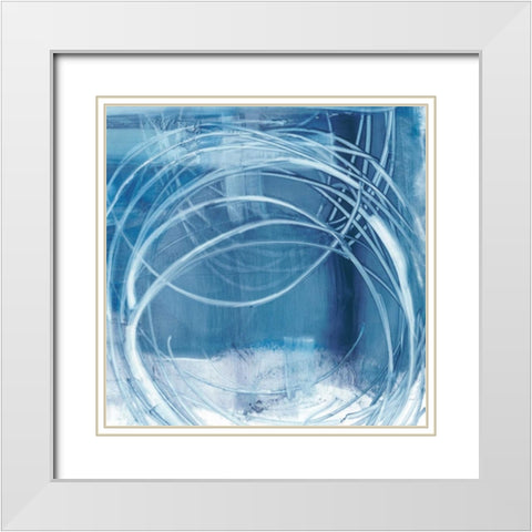 Indigo Expression I White Modern Wood Framed Art Print with Double Matting by Harper, Ethan
