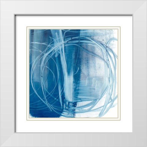 Indigo Expression III White Modern Wood Framed Art Print with Double Matting by Harper, Ethan