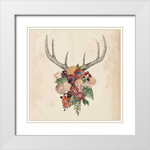 Flower Antlers I White Modern Wood Framed Art Print with Double Matting by Popp, Grace