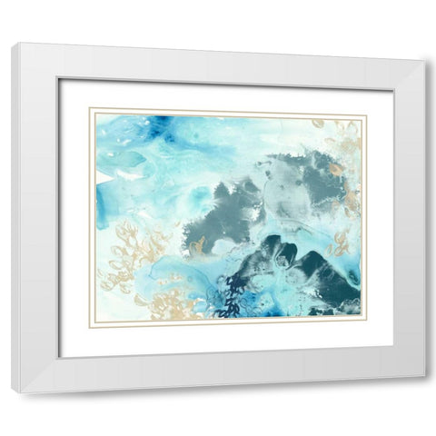 Aqua Wave Form I White Modern Wood Framed Art Print with Double Matting by Vess, June Erica