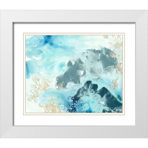 Aqua Wave Form I White Modern Wood Framed Art Print with Double Matting by Vess, June Erica