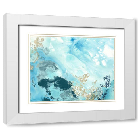 Aqua Wave Form II White Modern Wood Framed Art Print with Double Matting by Vess, June Erica