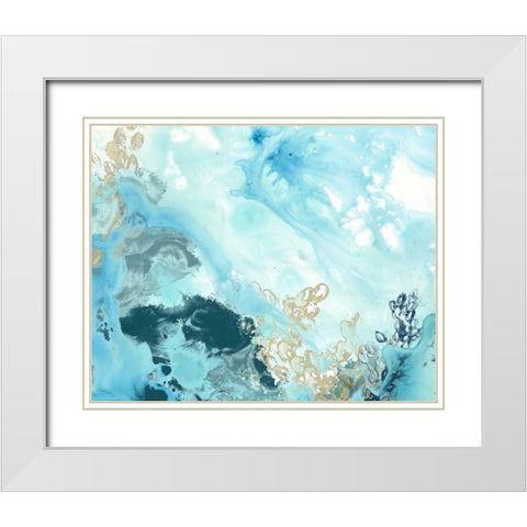 Aqua Wave Form II White Modern Wood Framed Art Print with Double Matting by Vess, June Erica