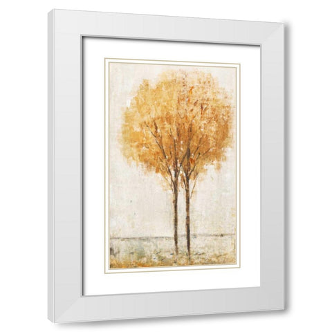 Falling Leaves I White Modern Wood Framed Art Print with Double Matting by OToole, Tim