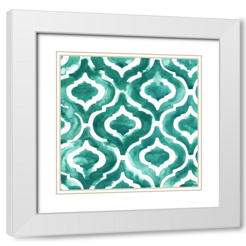 Aquamarine Motif IV White Modern Wood Framed Art Print with Double Matting by Popp, Grace