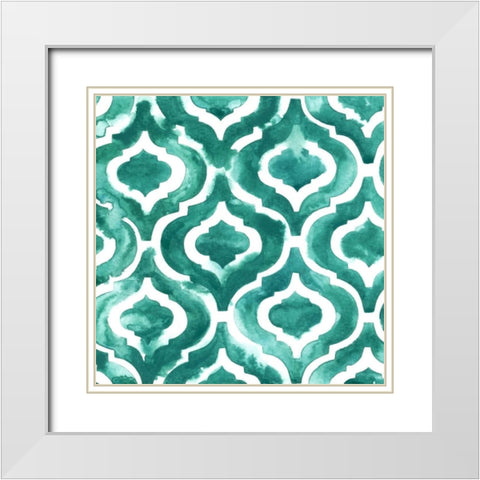 Aquamarine Motif IV White Modern Wood Framed Art Print with Double Matting by Popp, Grace