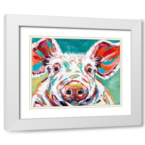 Piggy II White Modern Wood Framed Art Print with Double Matting by Vitaletti, Carolee