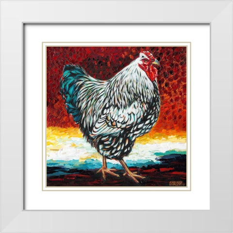 Fancy Chicken I White Modern Wood Framed Art Print with Double Matting by Vitaletti, Carolee