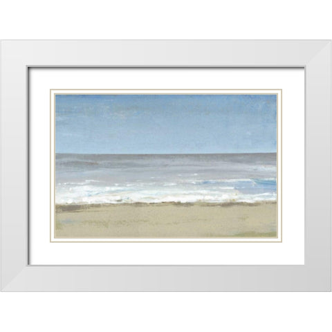 Beach Walking Day II White Modern Wood Framed Art Print with Double Matting by OToole, Tim