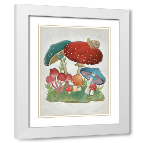 Mushroom Collection I White Modern Wood Framed Art Print with Double Matting by Zarris, Chariklia