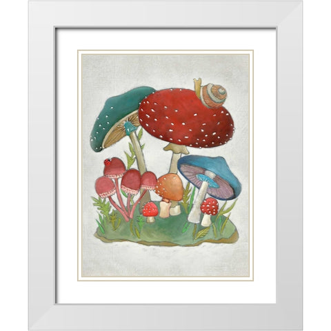 Mushroom Collection I White Modern Wood Framed Art Print with Double Matting by Zarris, Chariklia