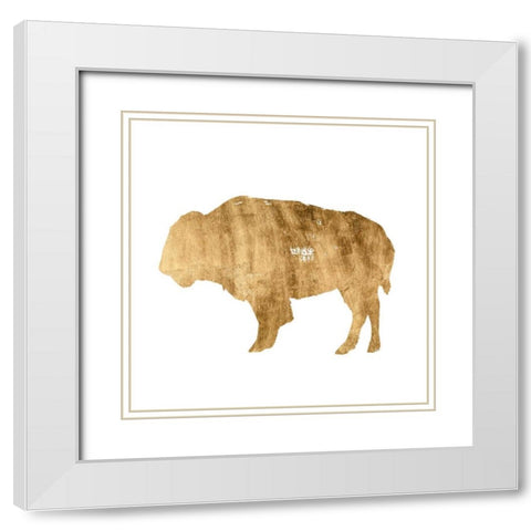Brushed Gold Animals I White Modern Wood Framed Art Print with Double Matting by Popp, Grace