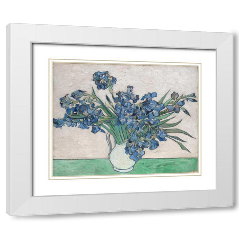 Irises White Modern Wood Framed Art Print with Double Matting by Van Gogh, Vincent