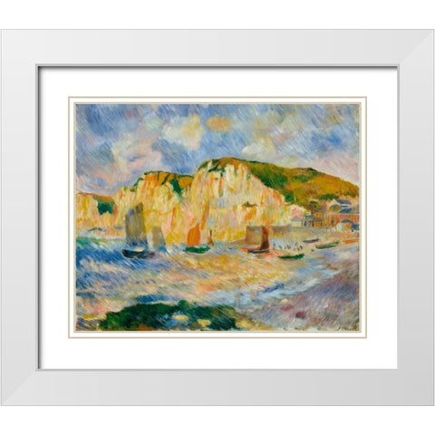 Sea and Cliffs White Modern Wood Framed Art Print with Double Matting by Renoir, Pierre-Auguste