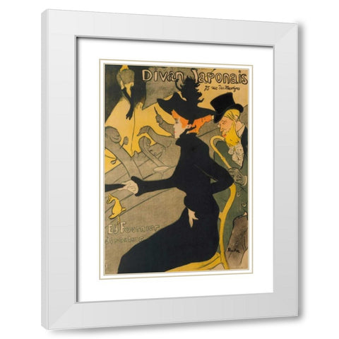 Divan Japonais White Modern Wood Framed Art Print with Double Matting by de Toulouse-Lautrec, Henri