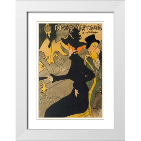Divan Japonais White Modern Wood Framed Art Print with Double Matting by de Toulouse-Lautrec, Henri