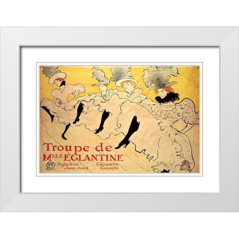 La Troupe de Mademoiselle Eglantine White Modern Wood Framed Art Print with Double Matting by de Toulouse-Lautrec, Henri