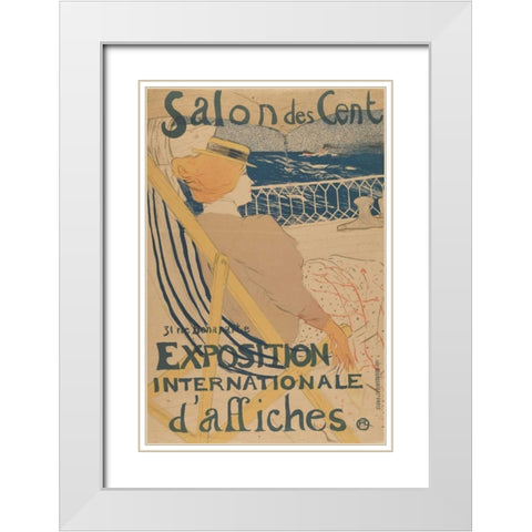 Salon des Cent-Exposition Internationale daffiches White Modern Wood Framed Art Print with Double Matting by de Toulouse-Lautrec, Henri