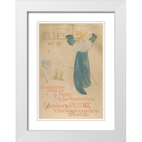 Elles (poster for 1896 exhibition at La Plume) White Modern Wood Framed Art Print with Double Matting by de Toulouse-Lautrec, Henri
