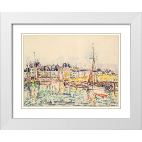 Le Croisic II White Modern Wood Framed Art Print with Double Matting by Signac, Paul