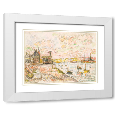 Quilleboeuf White Modern Wood Framed Art Print with Double Matting by Signac, Paul