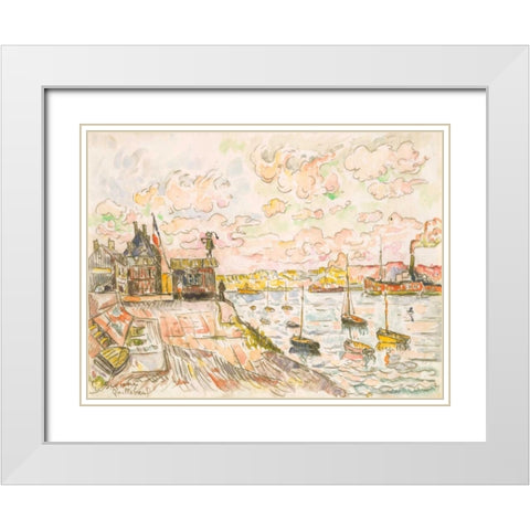 Quilleboeuf White Modern Wood Framed Art Print with Double Matting by Signac, Paul
