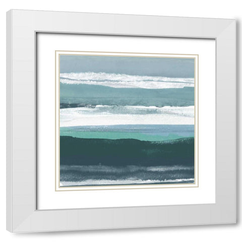 Teal Sea II White Modern Wood Framed Art Print with Double Matting by Delamater, Rob