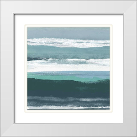 Teal Sea II White Modern Wood Framed Art Print with Double Matting by Delamater, Rob