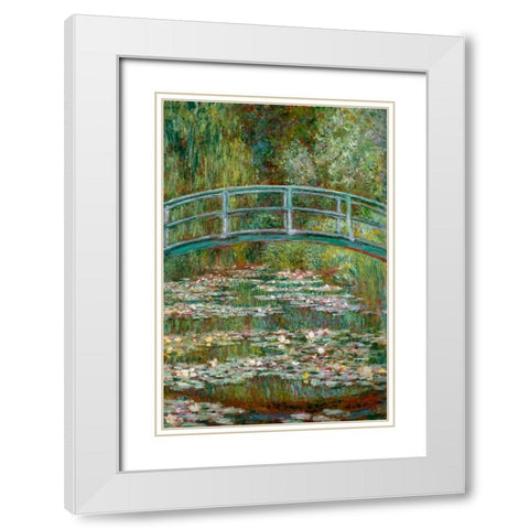 Bridge over a Pond of Water Lilies White Modern Wood Framed Art Print with Double Matting by Monet, Claude