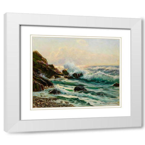 Main Seascape I White Modern Wood Framed Art Print with Double Matting by Westchiloff, Constantin Alexandrovitch