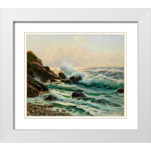 Main Seascape I White Modern Wood Framed Art Print with Double Matting by Westchiloff, Constantin Alexandrovitch
