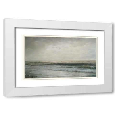 New Jersey Beach White Modern Wood Framed Art Print with Double Matting by Richards, William Trost