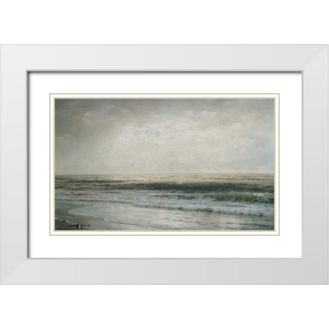 New Jersey Beach White Modern Wood Framed Art Print with Double Matting by Richards, William Trost