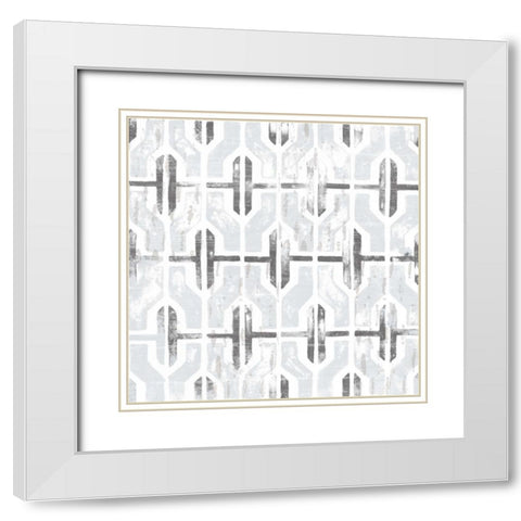 Monoprint Tile I White Modern Wood Framed Art Print with Double Matting by Vess, June Erica
