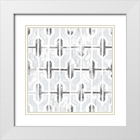 Monoprint Tile I White Modern Wood Framed Art Print with Double Matting by Vess, June Erica