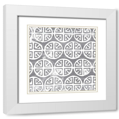 Monoprint Tile II White Modern Wood Framed Art Print with Double Matting by Vess, June Erica