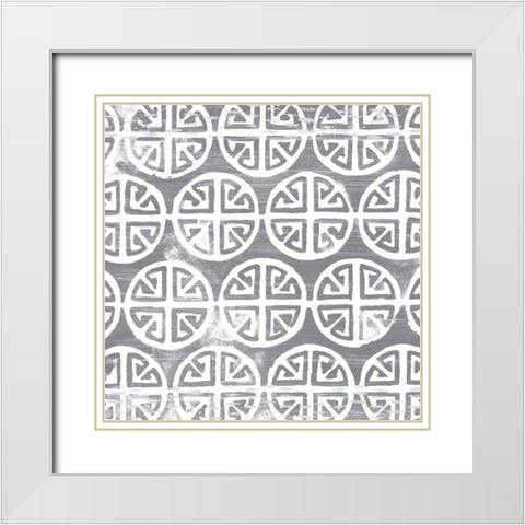 Monoprint Tile II White Modern Wood Framed Art Print with Double Matting by Vess, June Erica