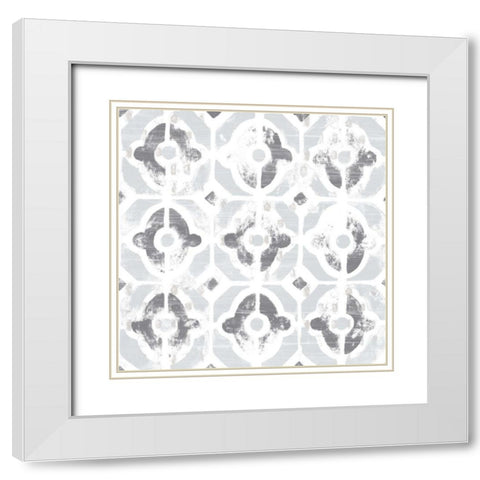 Monoprint Tile III White Modern Wood Framed Art Print with Double Matting by Vess, June Erica
