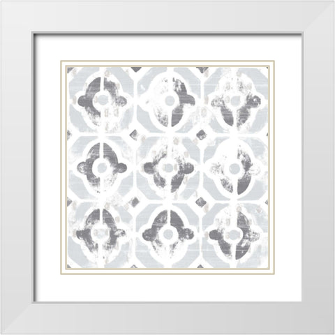 Monoprint Tile III White Modern Wood Framed Art Print with Double Matting by Vess, June Erica