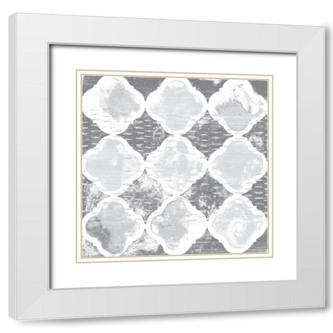 Monoprint Tile IV White Modern Wood Framed Art Print with Double Matting by Vess, June Erica