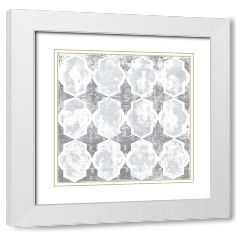 Monoprint Tile VI White Modern Wood Framed Art Print with Double Matting by Vess, June Erica