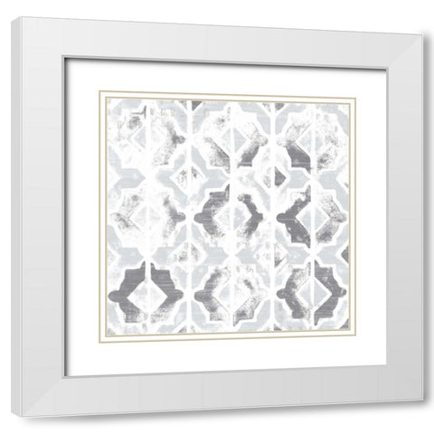 Monoprint Tile VII White Modern Wood Framed Art Print with Double Matting by Vess, June Erica