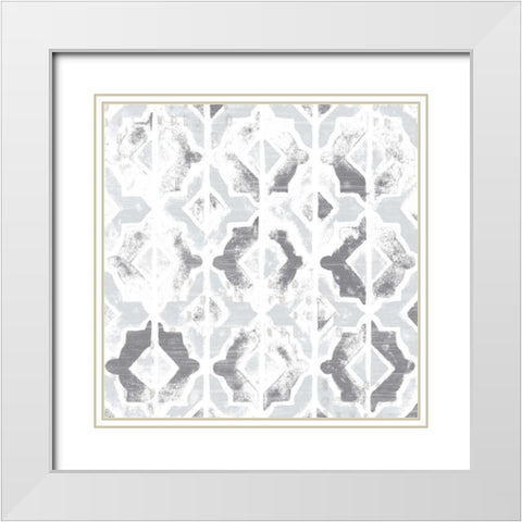 Monoprint Tile VII White Modern Wood Framed Art Print with Double Matting by Vess, June Erica