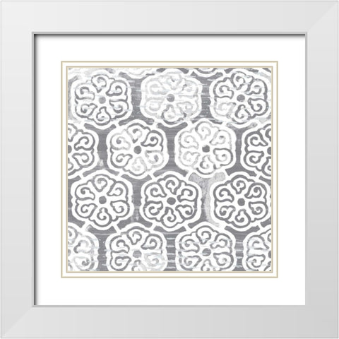 Monoprint Tile VIII White Modern Wood Framed Art Print with Double Matting by Vess, June Erica