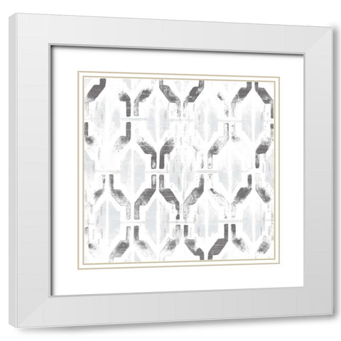 Monoprint Tile IX White Modern Wood Framed Art Print with Double Matting by Vess, June Erica