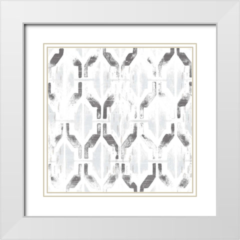 Monoprint Tile IX White Modern Wood Framed Art Print with Double Matting by Vess, June Erica