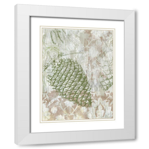 Pinecone Fresco I White Modern Wood Framed Art Print with Double Matting by Vess, June Erica