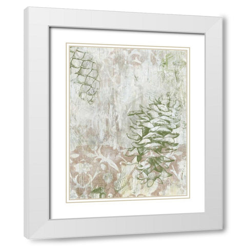 Pinecone Fresco II White Modern Wood Framed Art Print with Double Matting by Vess, June Erica